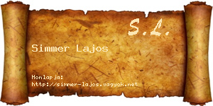 Simmer Lajos névjegykártya
